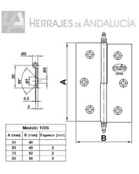 BISAGRA LATON PULIDO MODELO 1006 IZQUIERDA 70X50