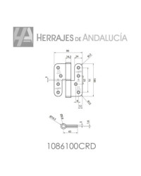 BISAGRA SIN REMATE CANTO REDONDO INOX RF HASTA 120KG 1086CR DCHA