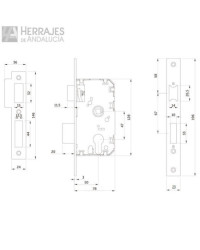 Cerradura embutir c/rdo negra a/23 p/50 u10 sin cilindro