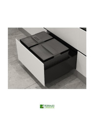 Set 2 cubos reciclaje para cajon s-line: 15 litros + 20 litros mdulo para mueble de 600 altuna 270