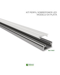 Kit perfil led sobreponer modelo ov plata