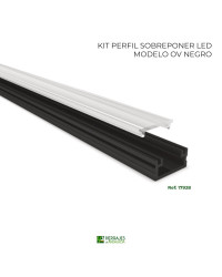 Kit perfil led sobreponer modelo ov negro