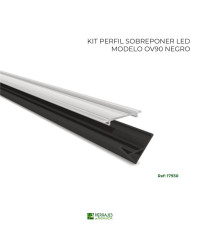 Kit perfil led sobreponer modelo ov90 acabado negro