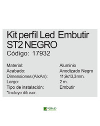 Kit perfil led embutir modelo st2 acabado plata