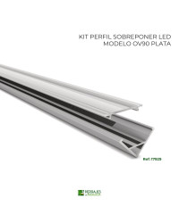 Kit perfil led sobreponer modelo ov90 plata