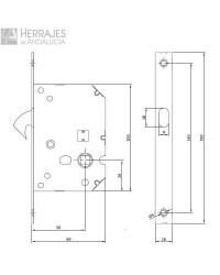 Kit de cierre para puerta corredera condena cuadrada acabado niquelado satinado medida 50mm