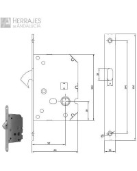 Kit de cierre para puerta corredera condena cuadrada acabado niquelado satinado medida 50mm