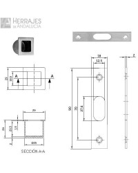 Kit de cierre para puerta corredera condena cuadrada acabado niquelado satinado medida 50mm