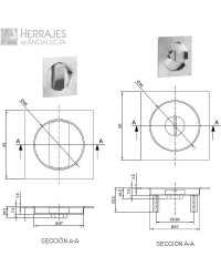 Kit de cierre para puerta corredera condena cuadrada acabado niquelado satinado medida 50mm