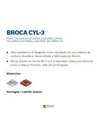 Broca cyl-3 bosch broca para taladros 6x100 corta