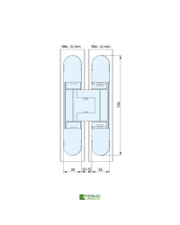 Bisagra oculta modelo beta30 reversible hasta 70 kg marca inther