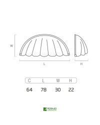 Tirador modelo concha para muebles estilo rustico en acabado cuero78x29mm-64mm