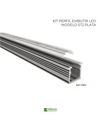 Kit perfil led embutir modelo st2 acabado plata