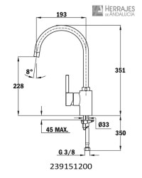 GRIFO COCINA TEKA | GRIFO MONOMANDO MODELO ARK915 | CONDUCTO ALTO GIRATORIO | AIREADOR ANTICALCAREO