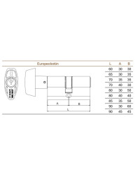 CILINDRO EUROPEO SERRETA CON BOTON | CILINDRO MODELO TE5 TESA | MEDIDA 30X30MM | LLAVE ACERO NIQUELADO | ACABADO NIQUEL