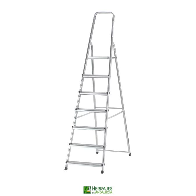 Escalera aluminio 2002 7 peldaños | Herrajes de Andalucía Escalera aluminio 2002 de 7 peldaños